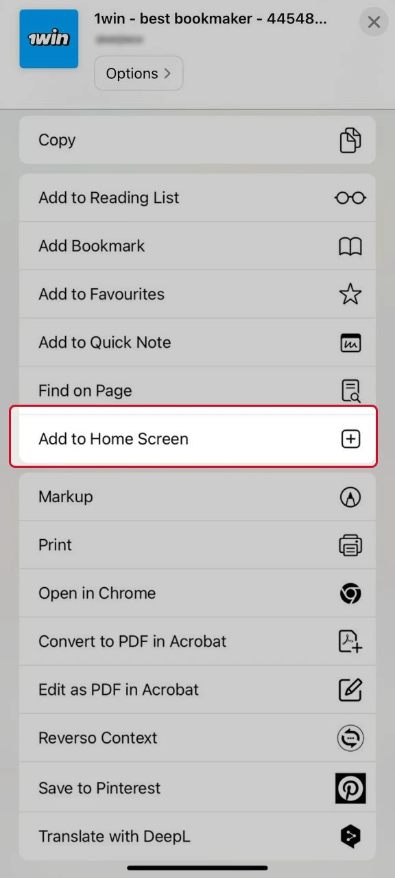 Choose the Add to Home Screen.