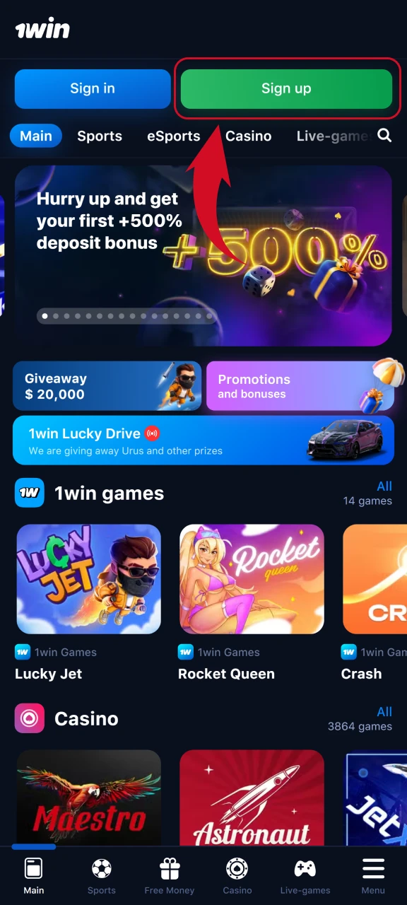 Find the Sign-up button.