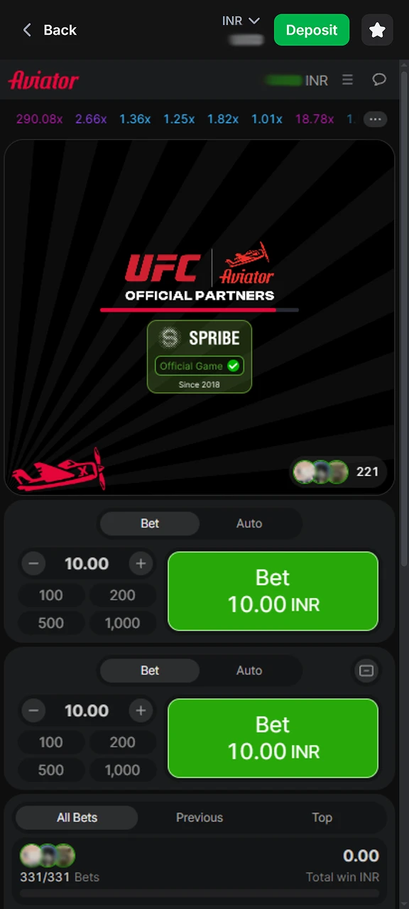 You can choose the bet size.