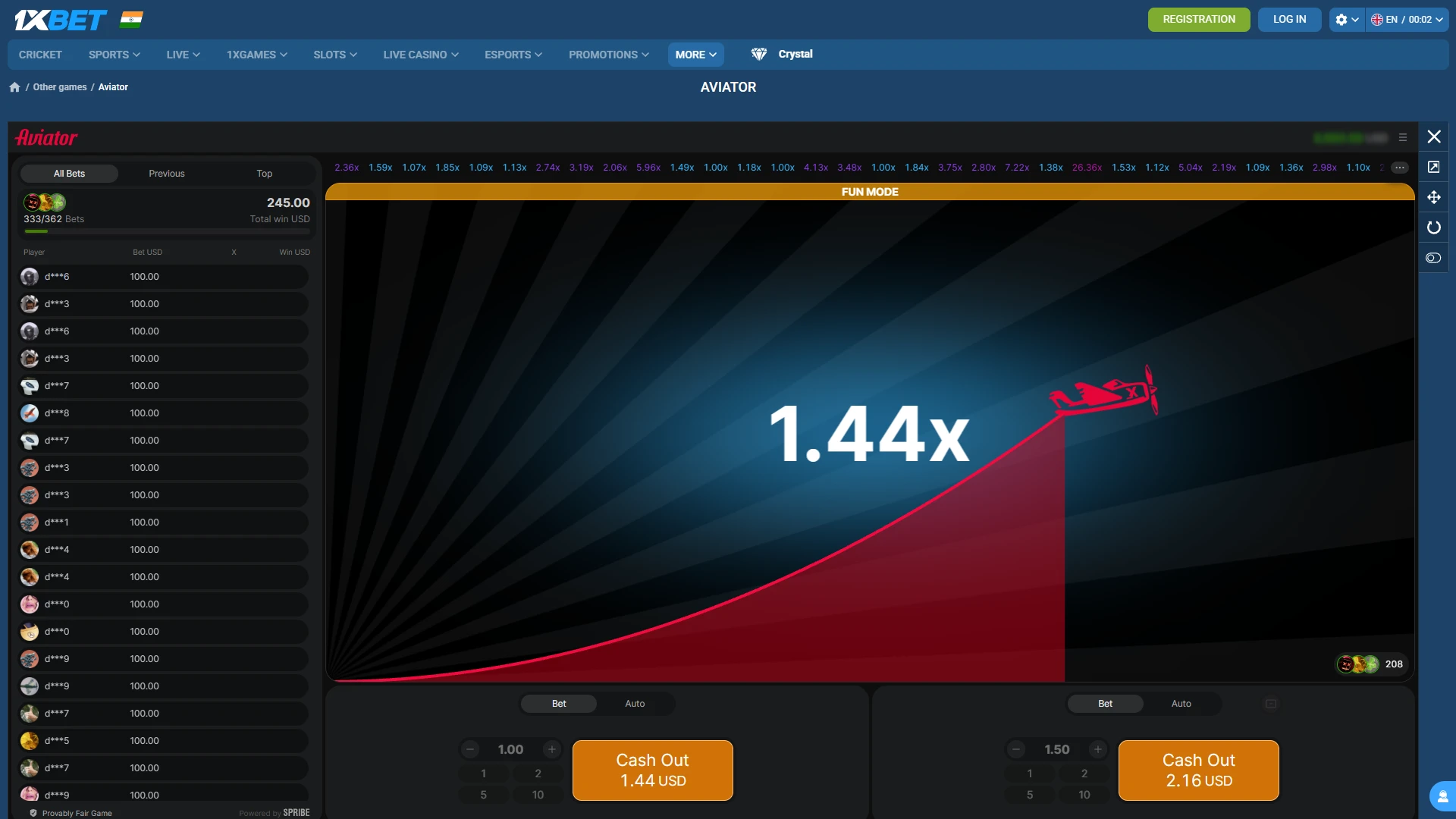 Cash out on a demo account.