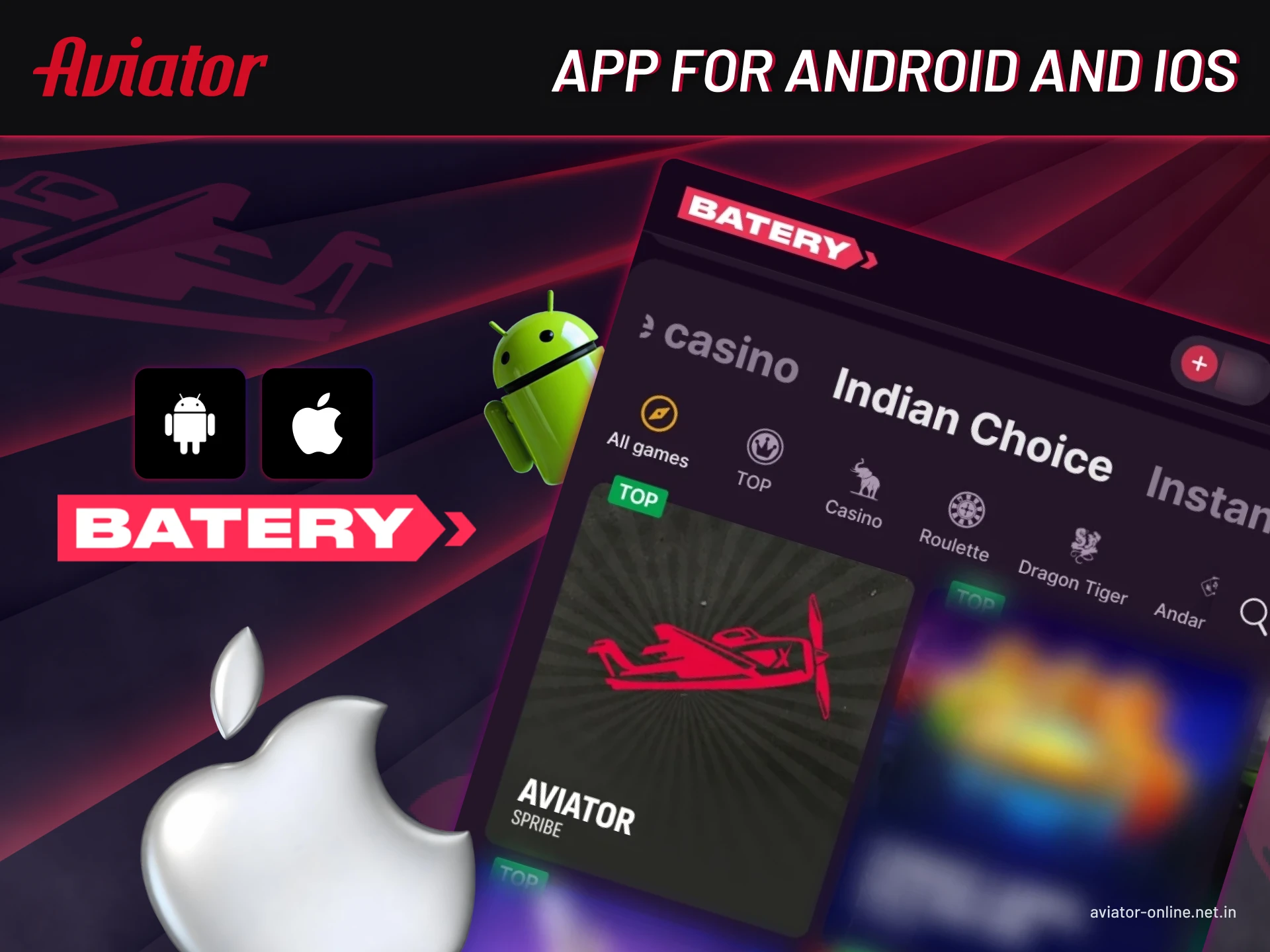 Batery has a mobile app for Android and iOS where you can play Aviator.