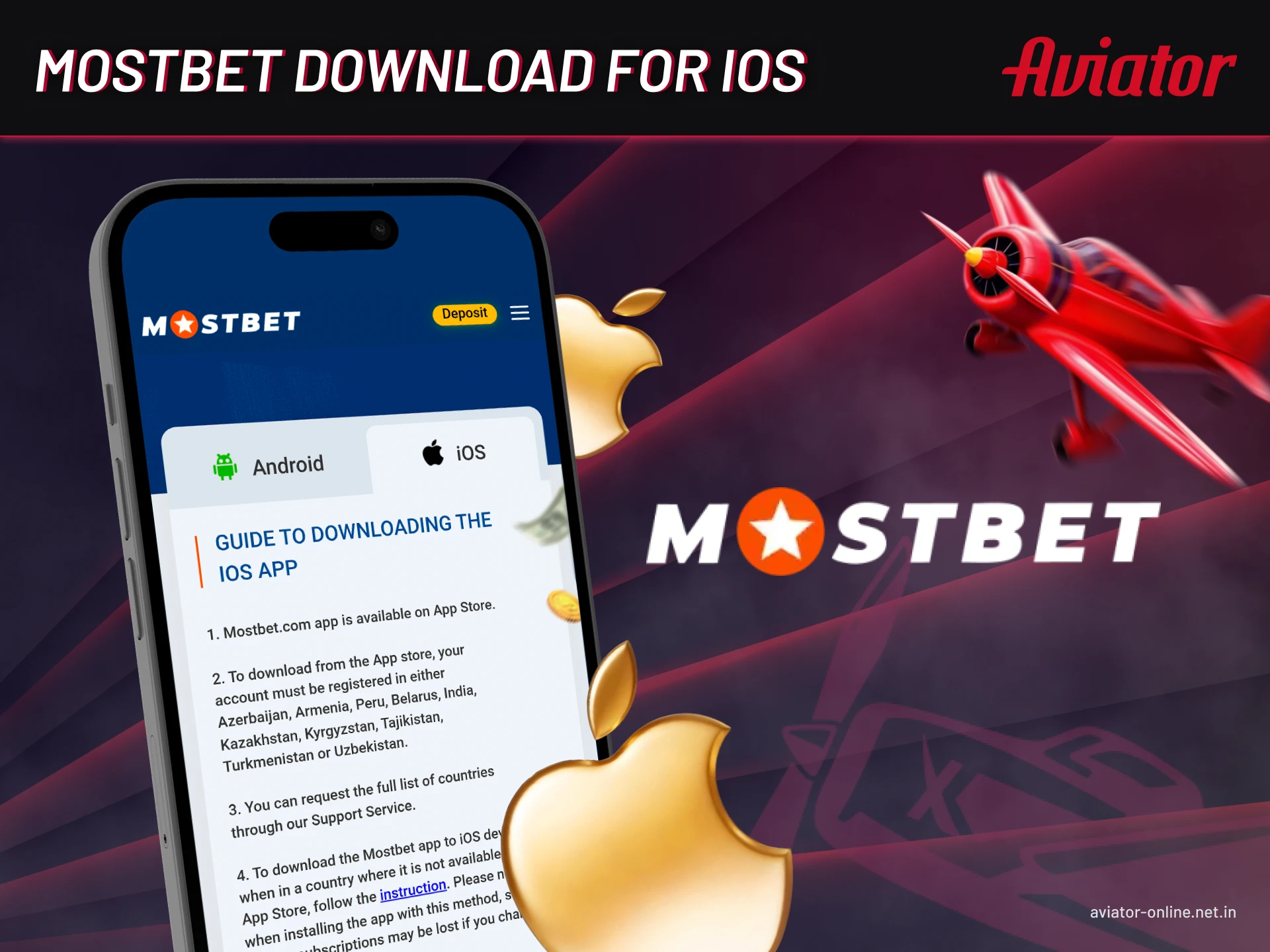 Step-by-step instructions for downloading the Mostbet app for iOS.