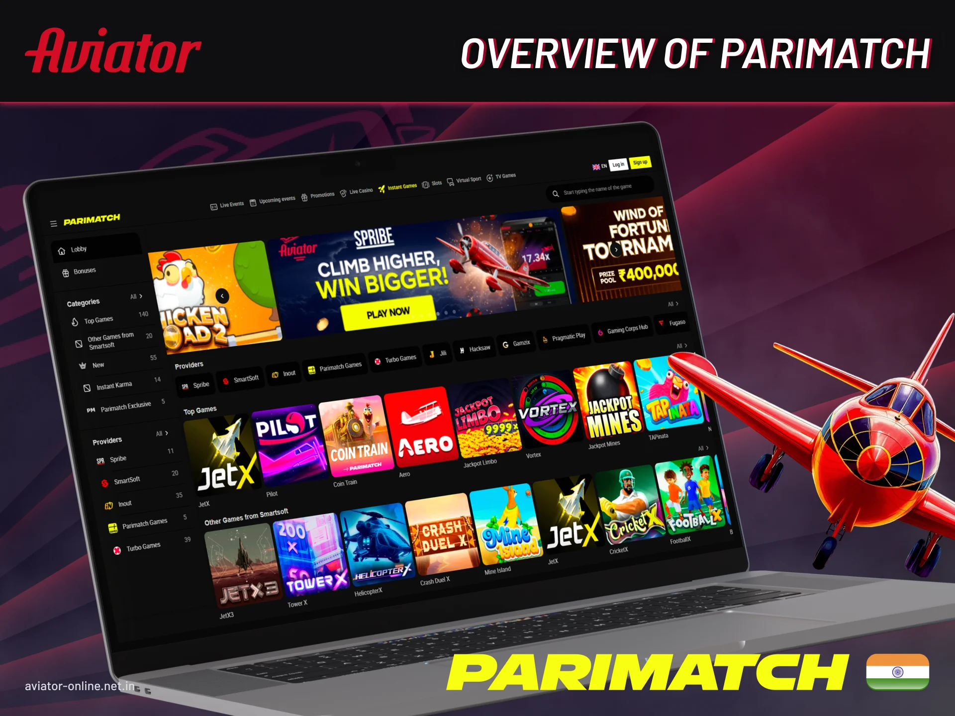 Play the Aviator game on Parimatch.