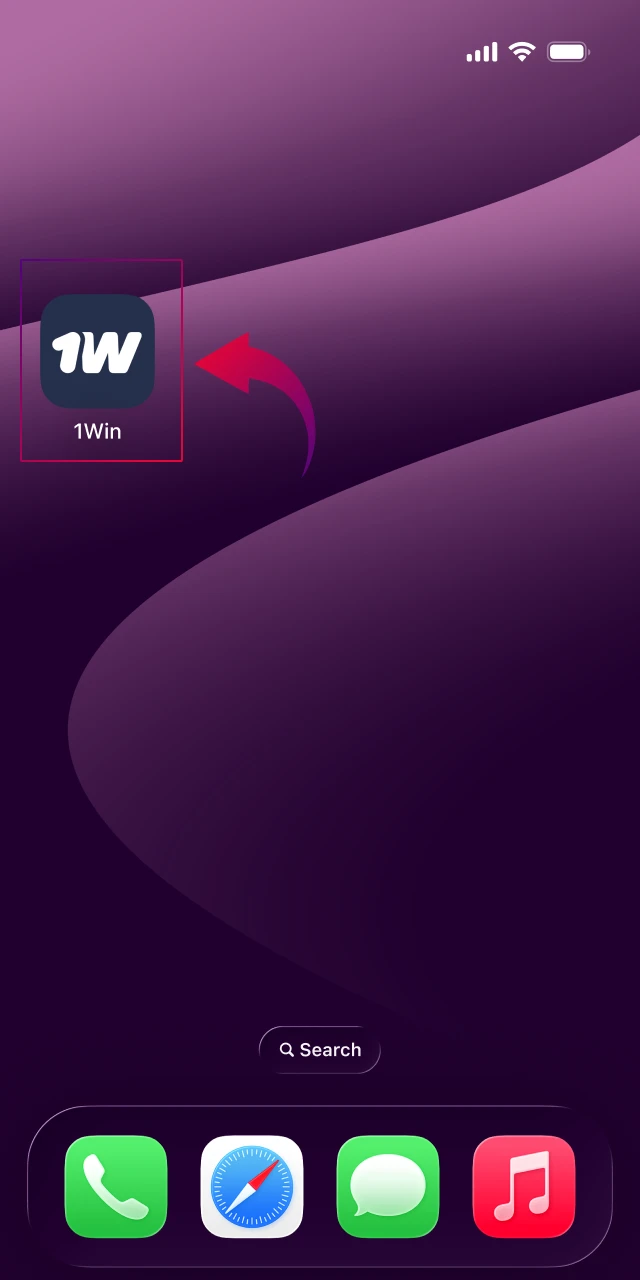 Open the installed 1win app by tapping its icon on your mobile home screen and start beting.