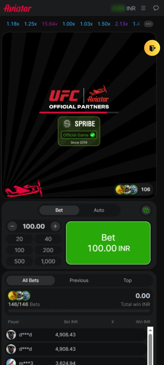 End of round screen in Aviator 96in crash game.