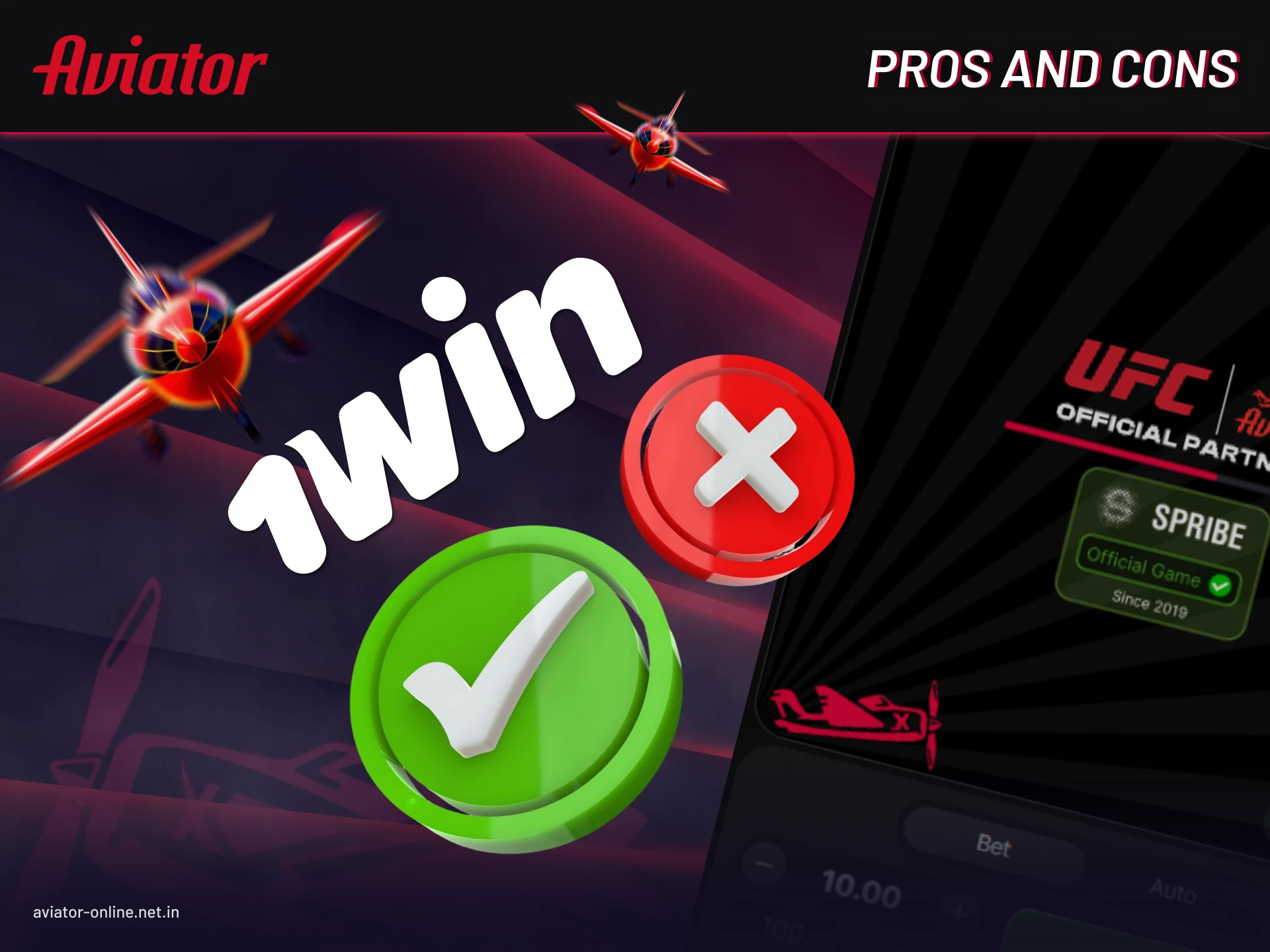 Pros and cons of using 1Win Aviator app.