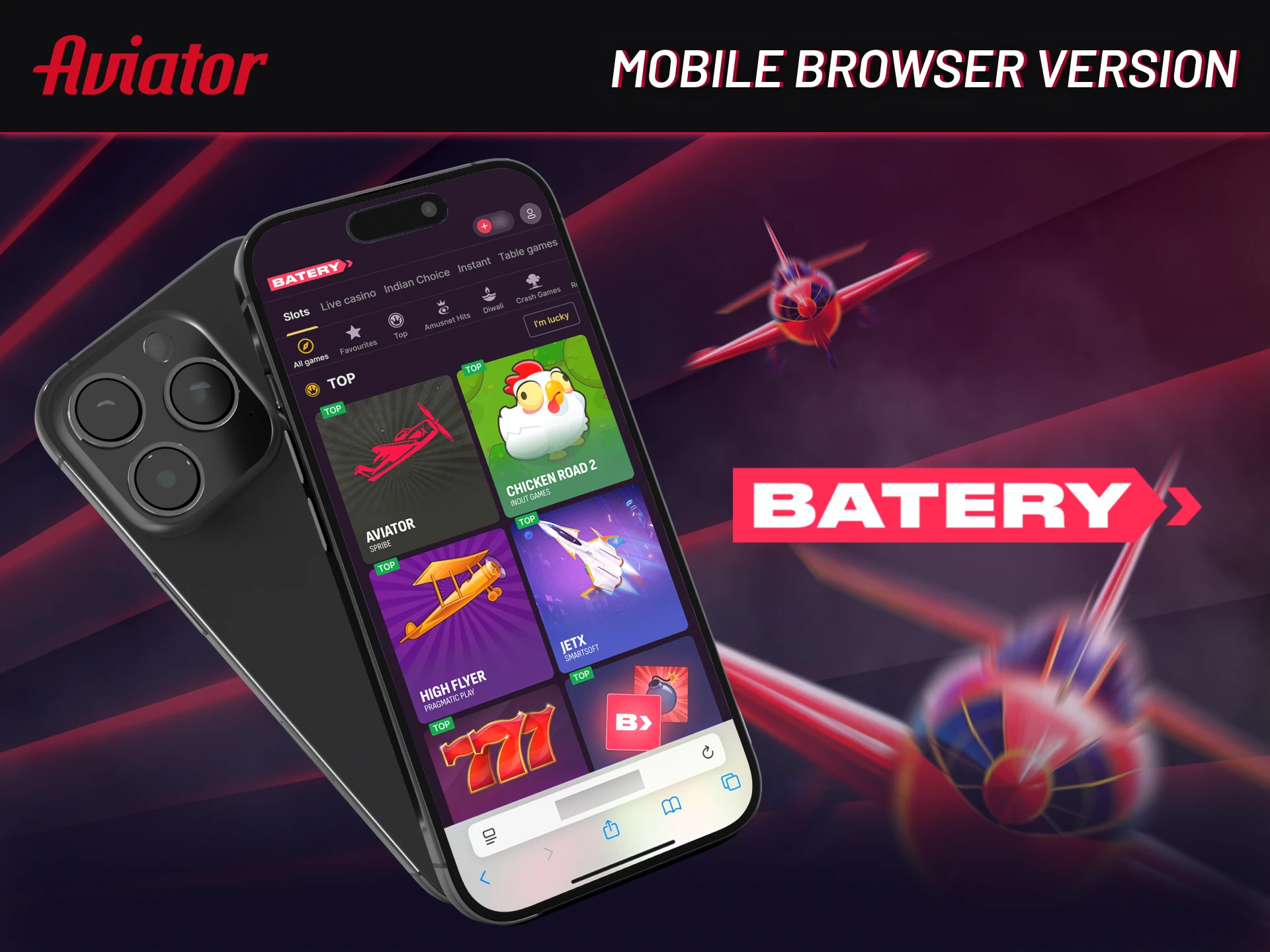 Batery Aviator browser version for mobile play.