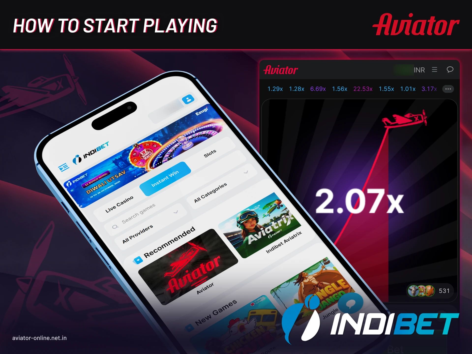 Step-by-step guide to start playing Indibet Aviator app game.