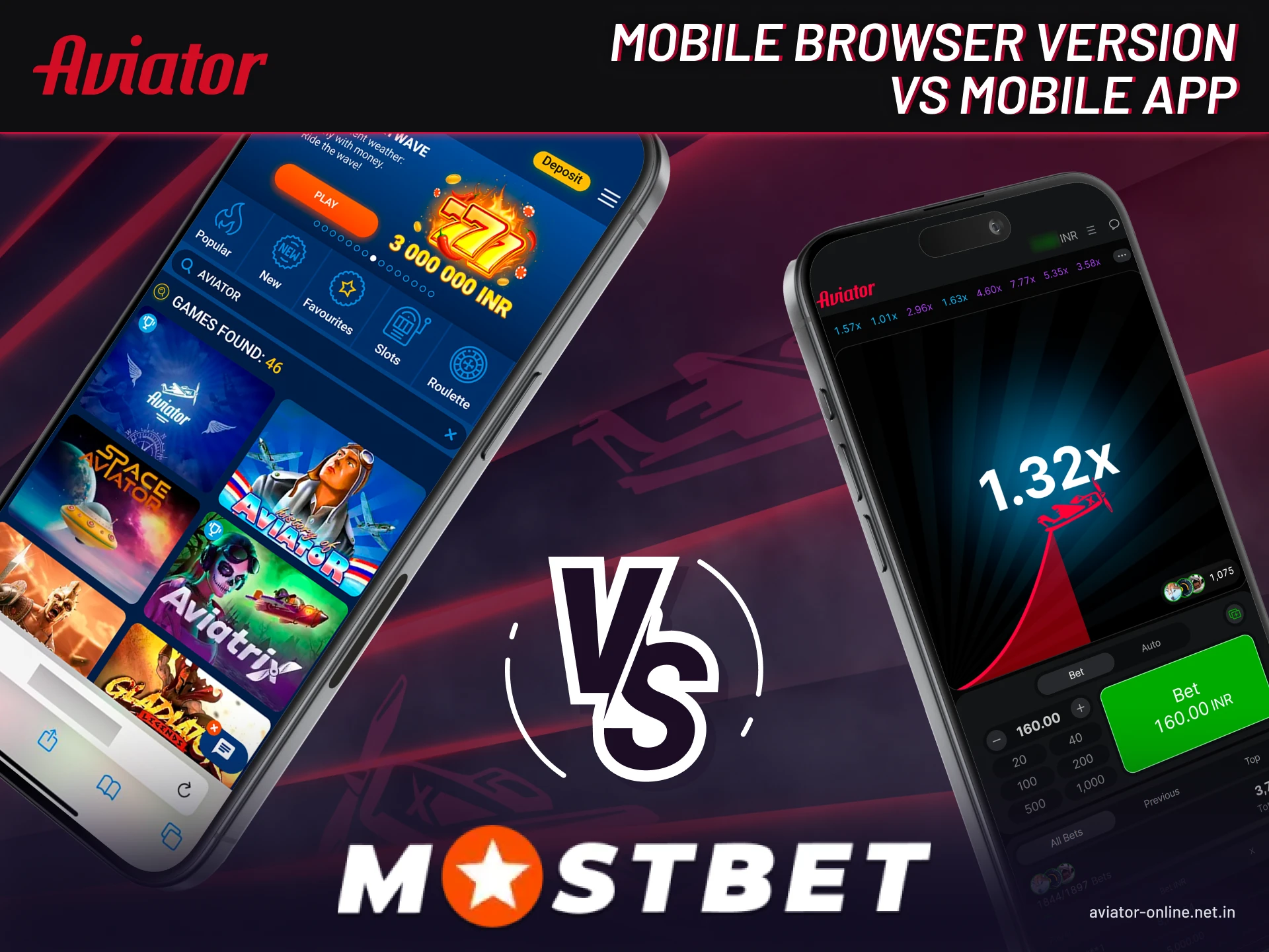 Comparison of Mostbet Aviator mobile browser and native app experience.