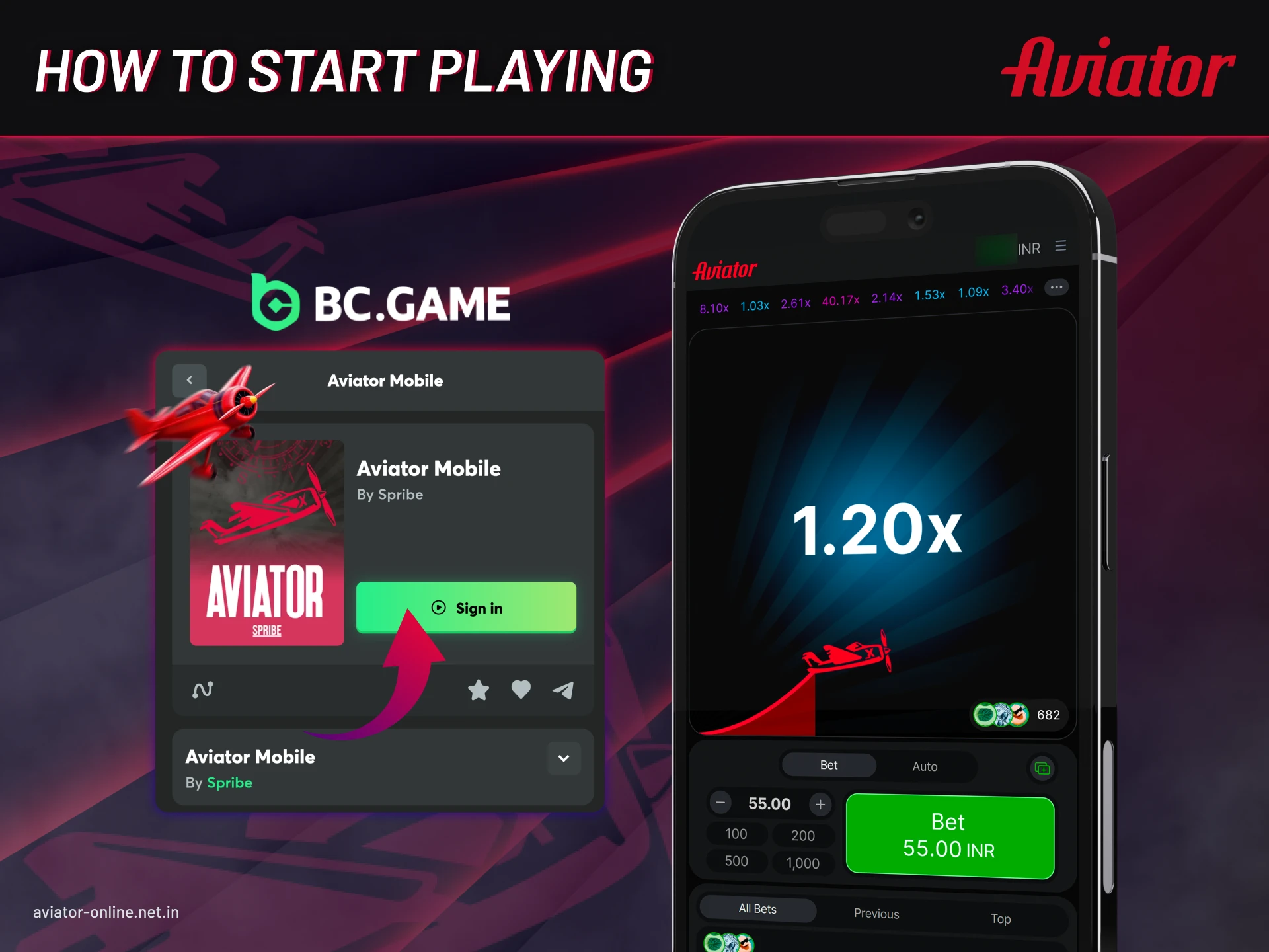 Here are some simple steps to get started with the Aviator game on BC Game.