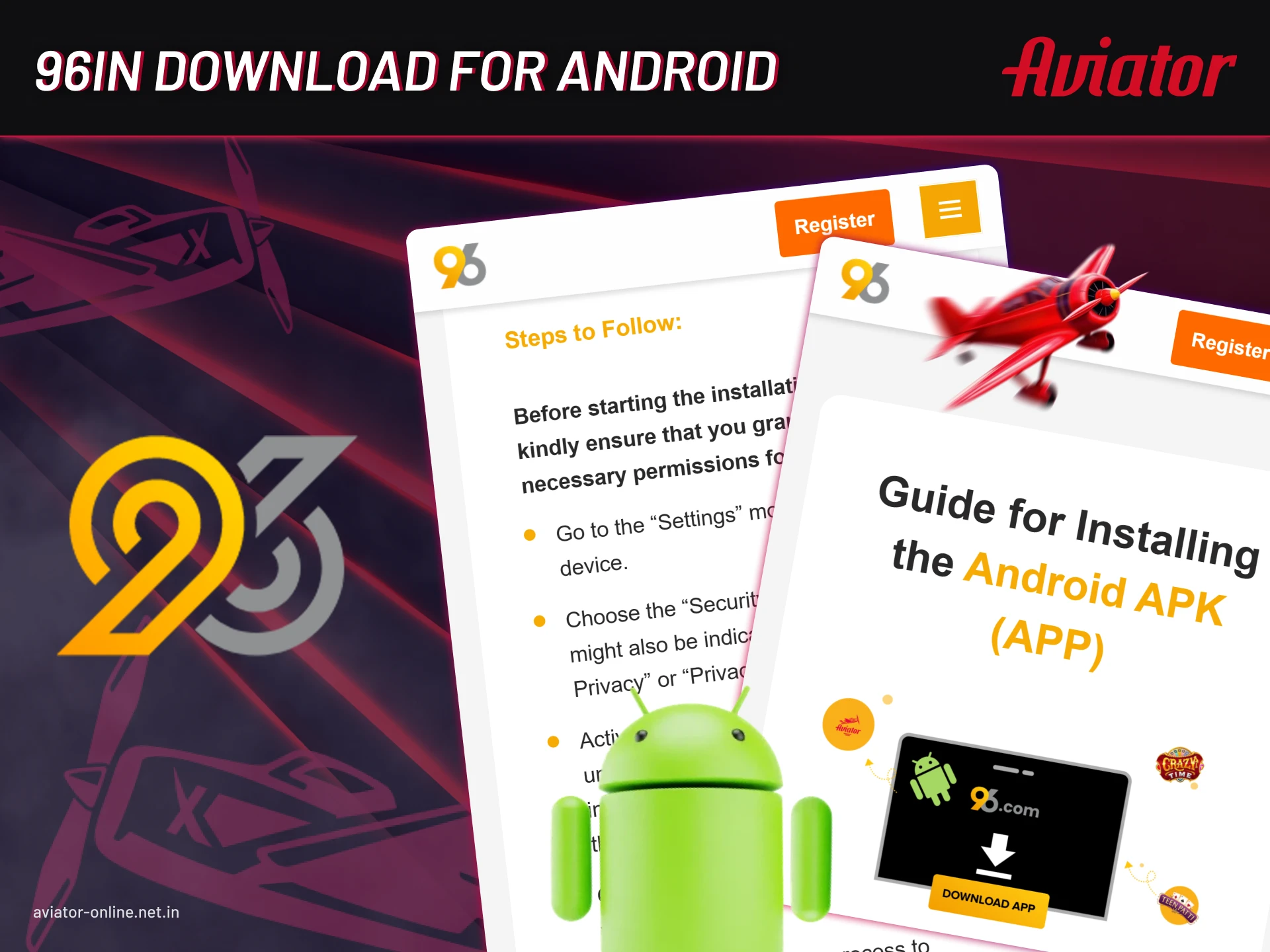 To install the 96In Aviator app on your Android device, follow these simple steps.