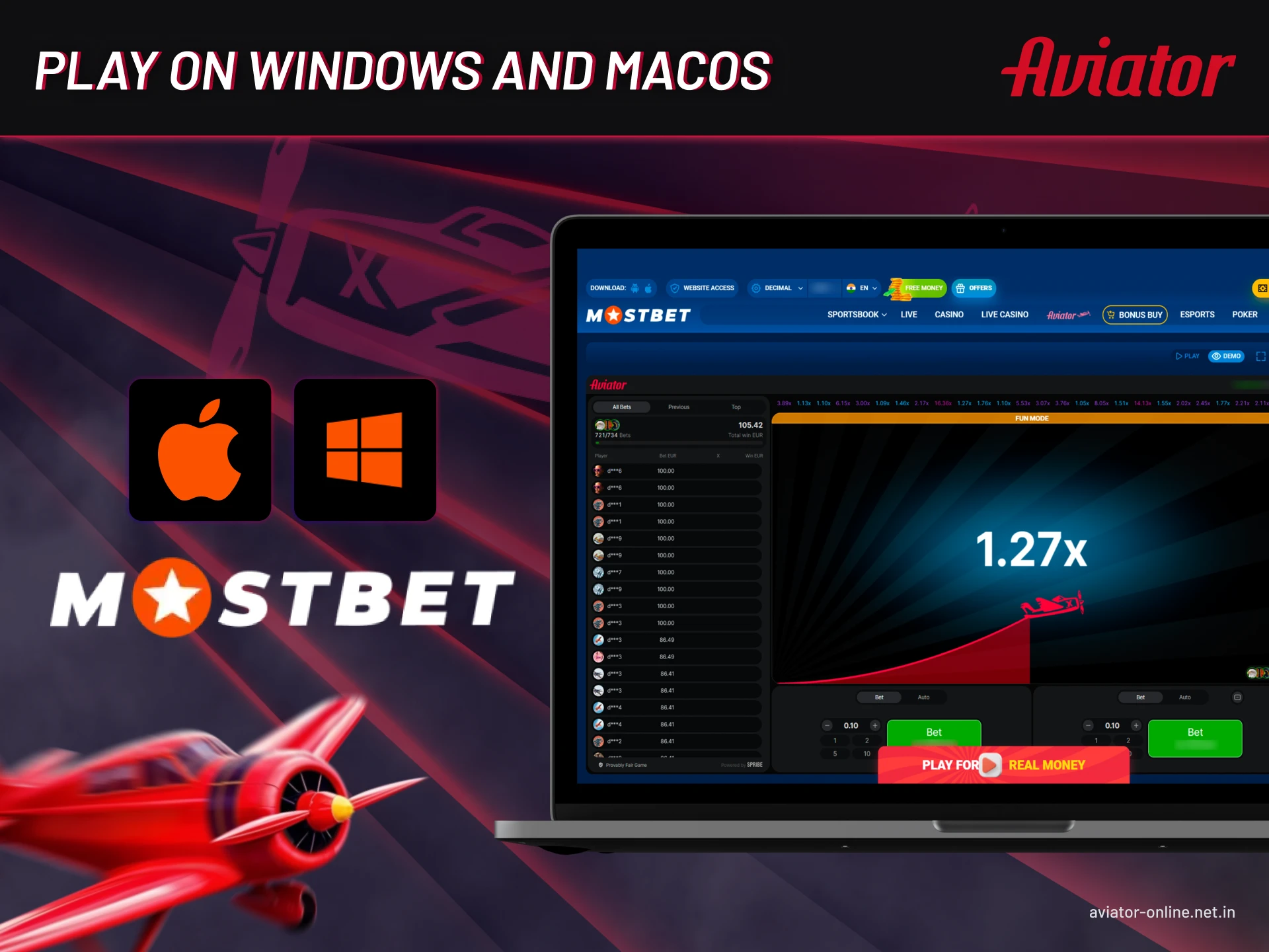 You can play the Mostbet Aviator game on your PC.
