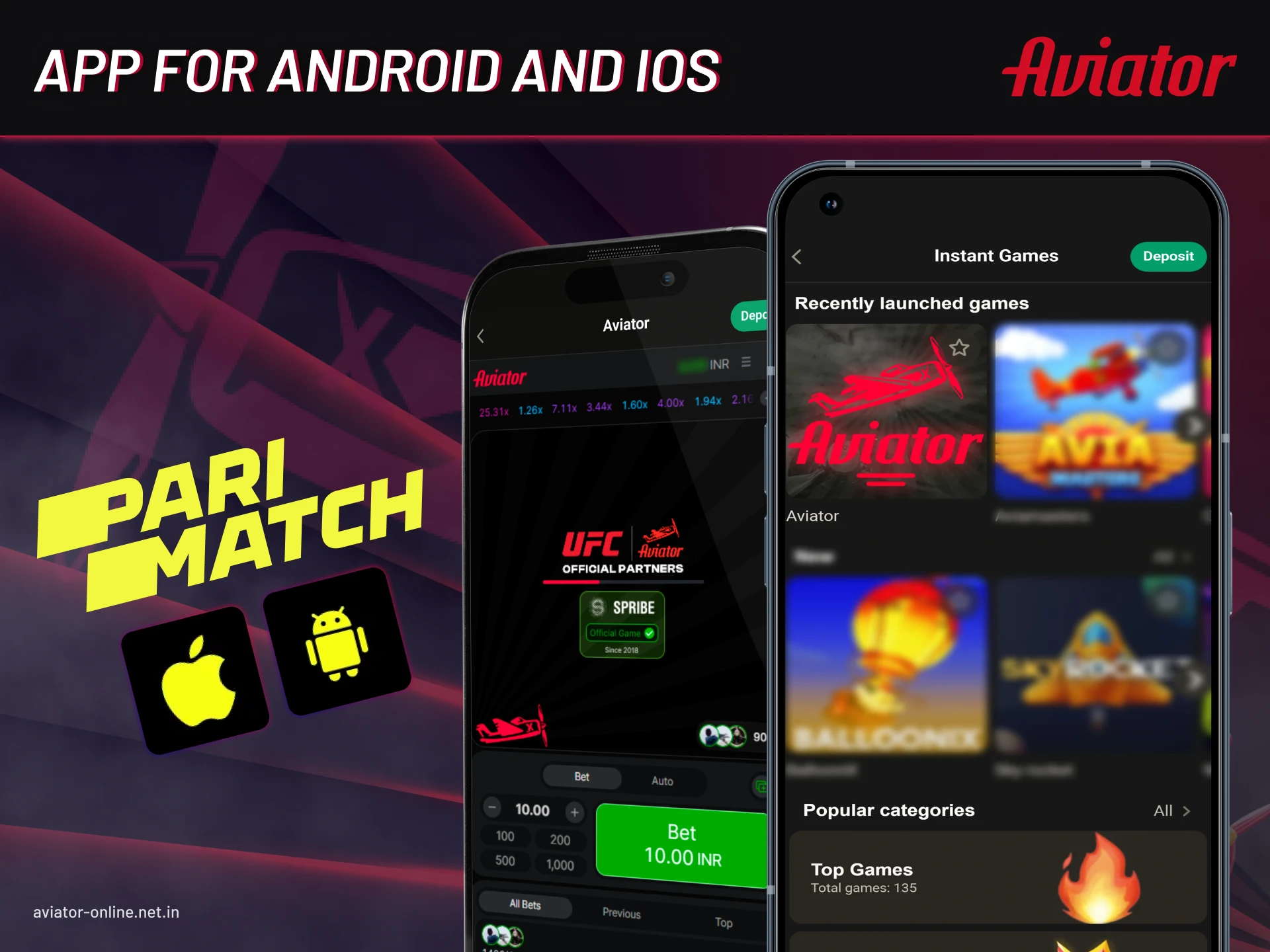 Play Aviator on Parimatch on your phone.