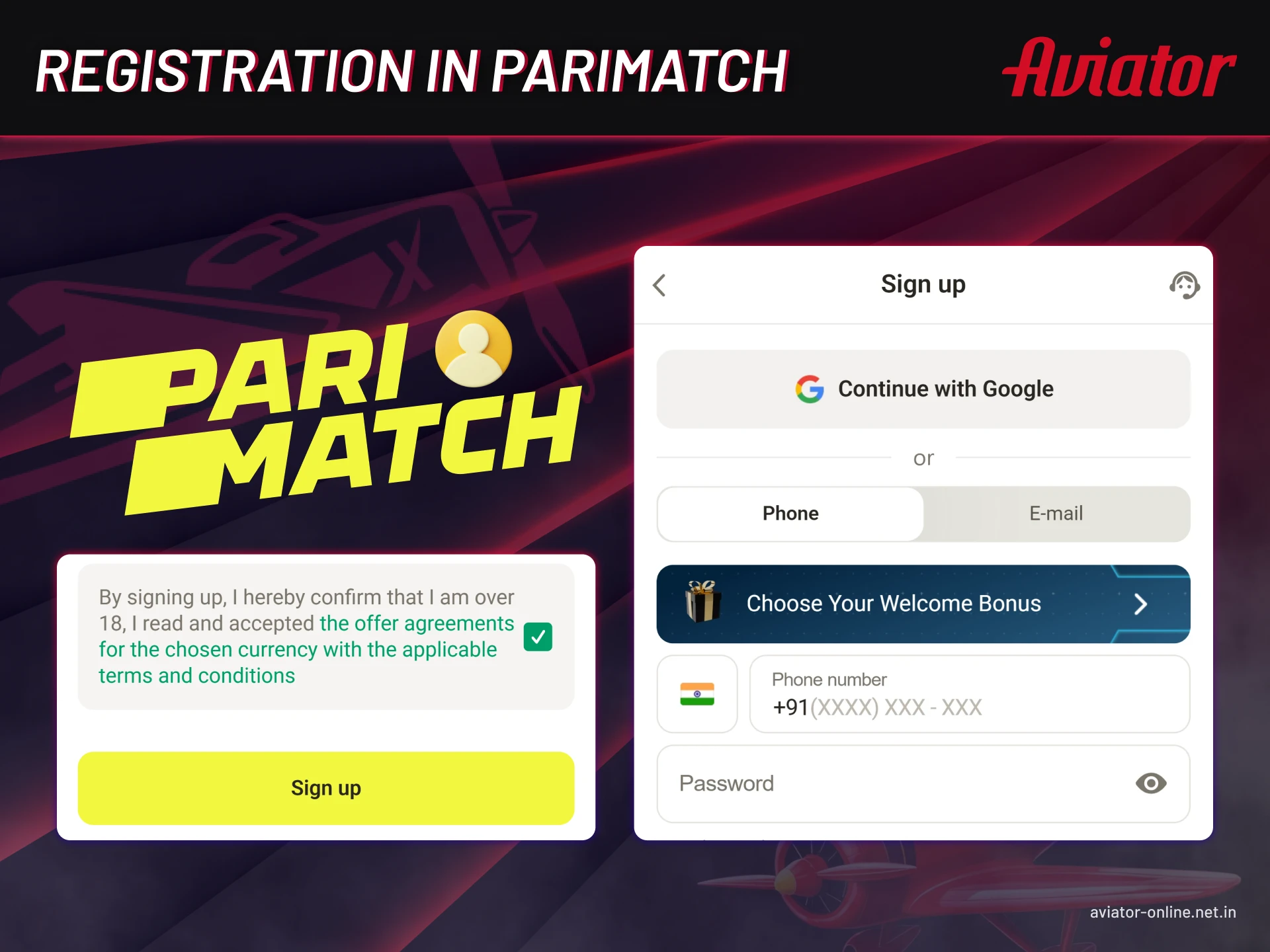 Easy steps to register on Parimatch.