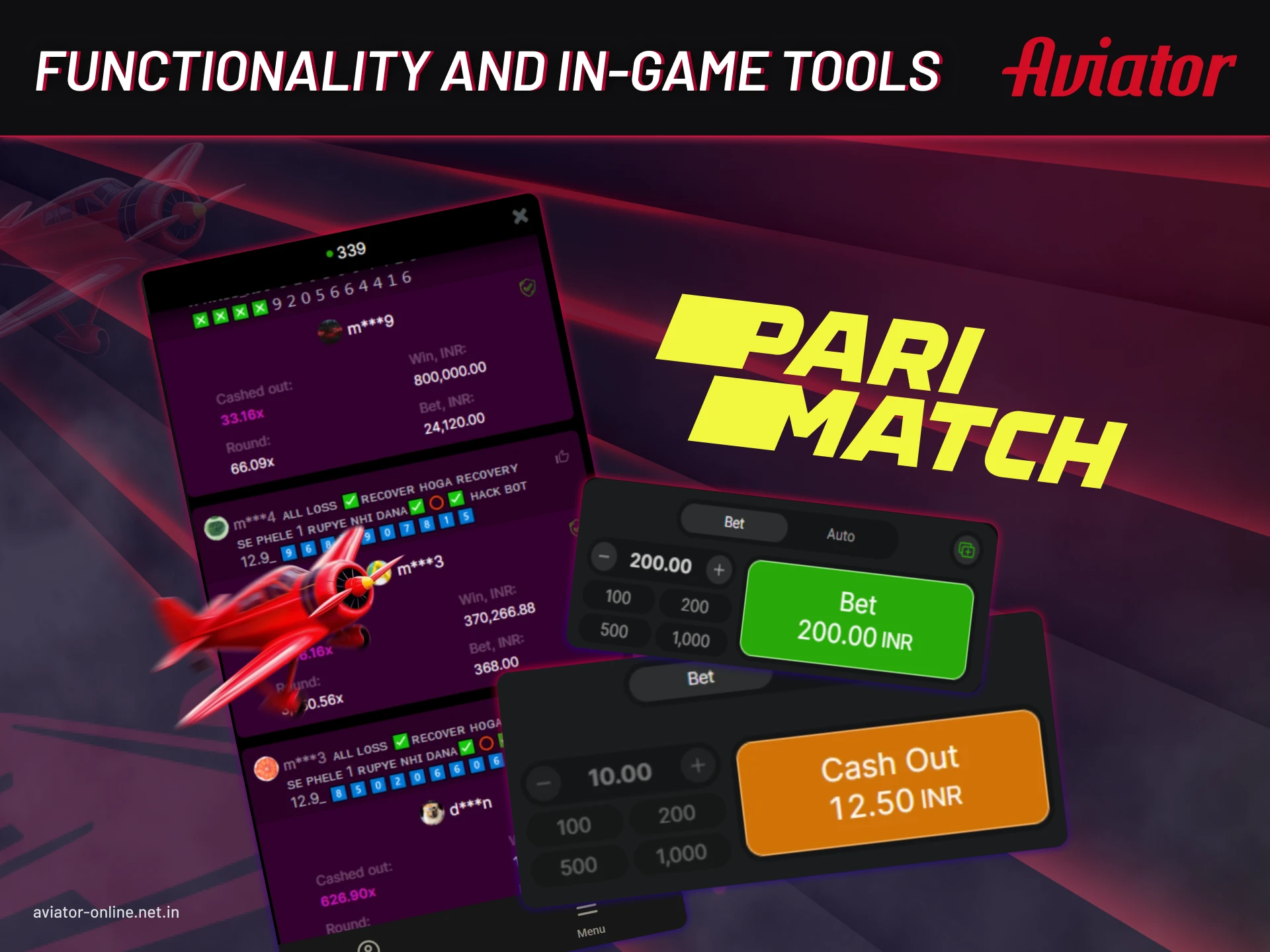 Functionality of the Parimatch Aviator game and gaming tools.