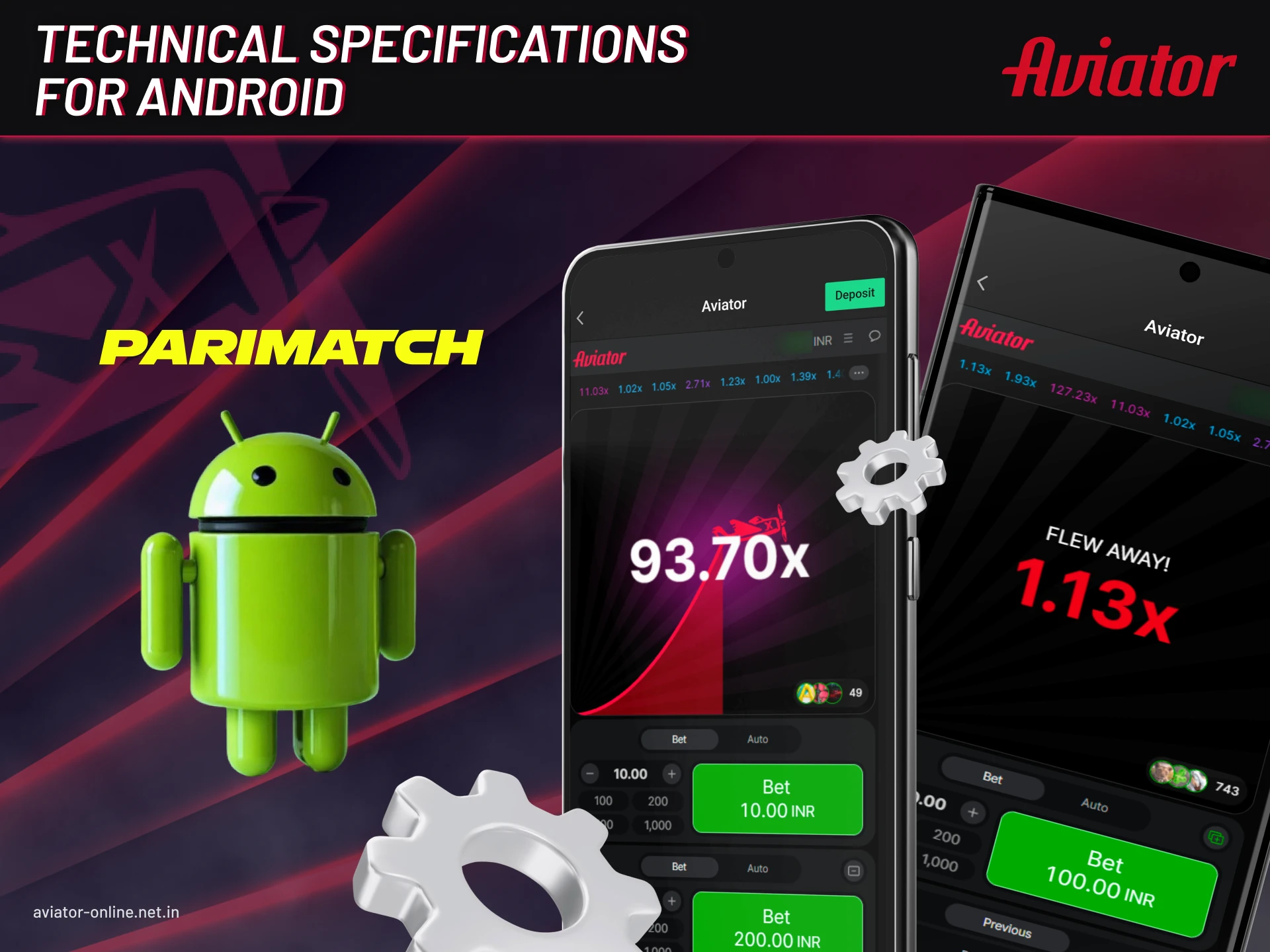 Technical specifications for Android.