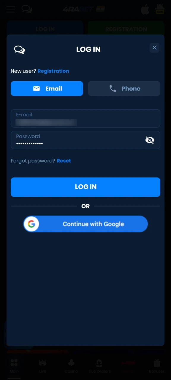 Download the app, register, and enjoy betting.