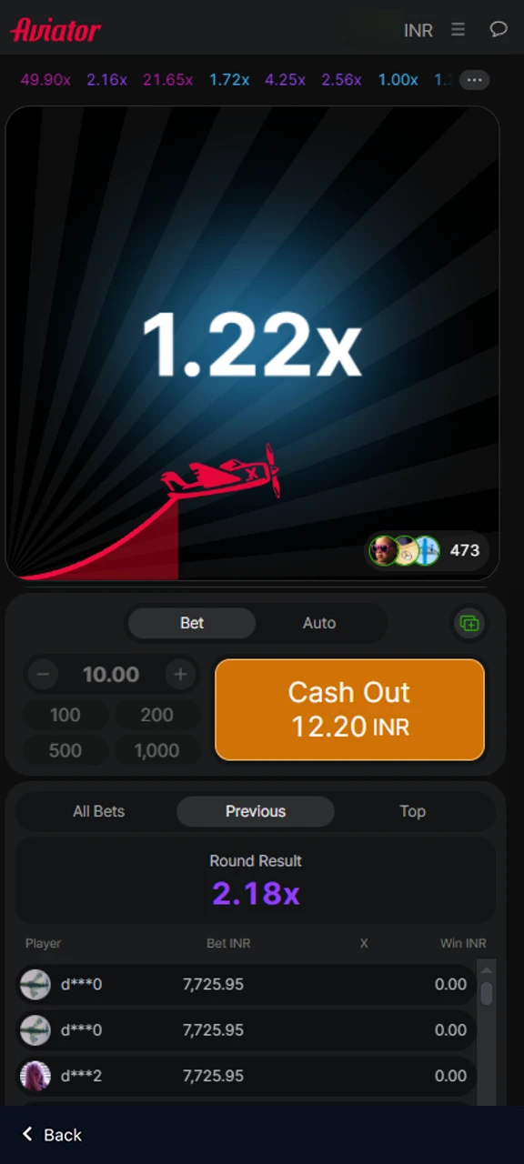 Screenshot of 1win Aviator app showing cash-out option during gameplay.