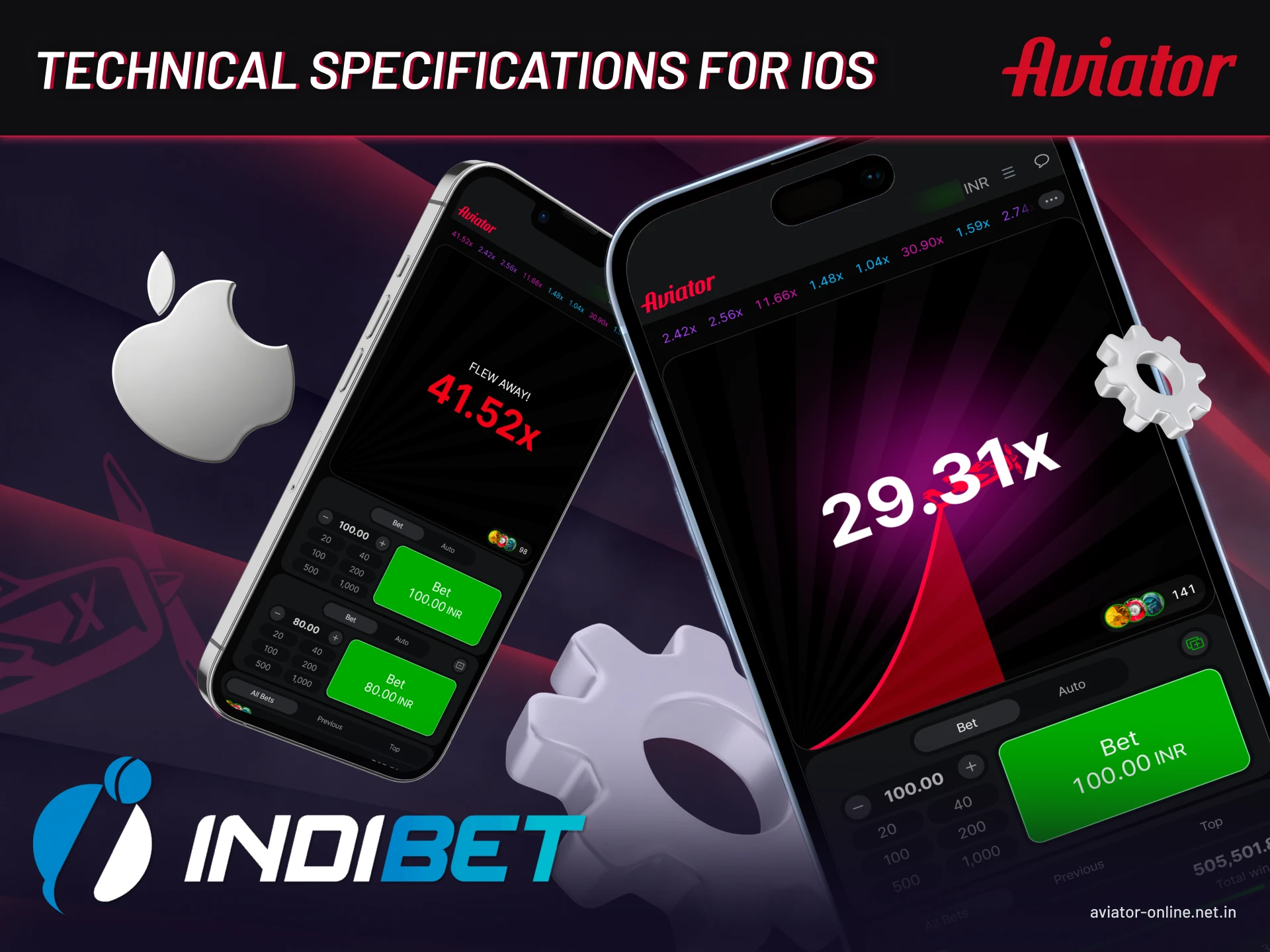 System specifications for installing and using Indibet Aviator app on iOS devices.