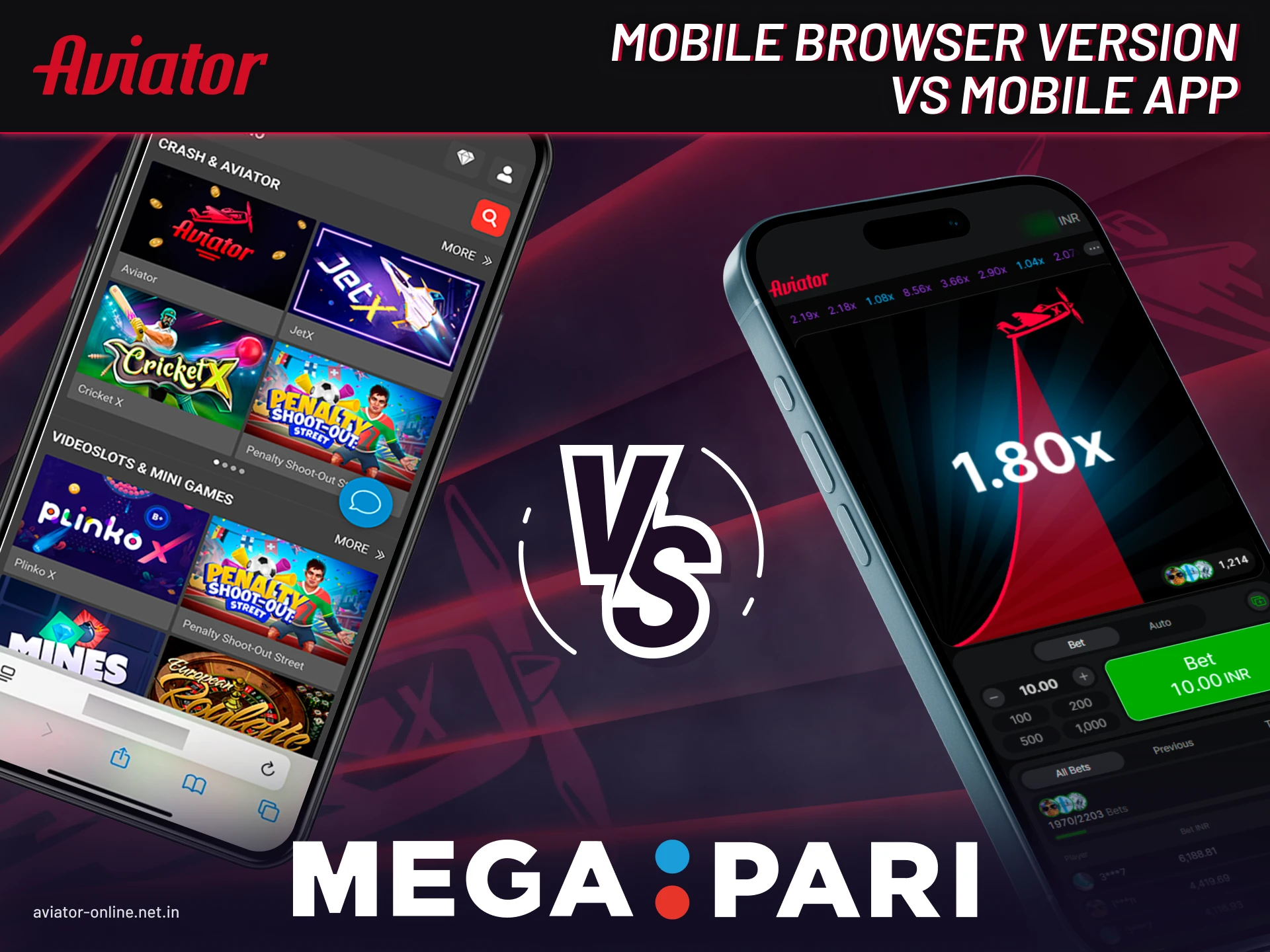 Differences between Megapari Aviator app and browser version for mobile gameplay.