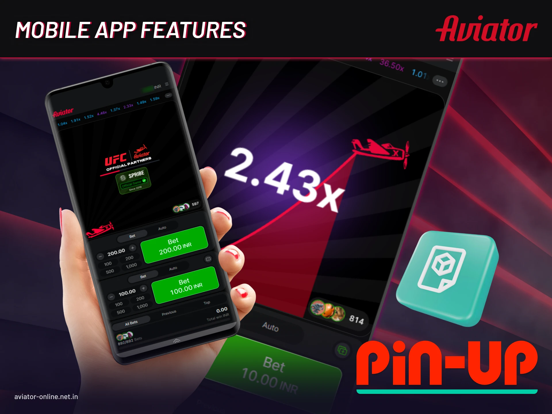 Pin Up mobile app highlights showing user-friendly interface, in-app bonuses, and betting options.