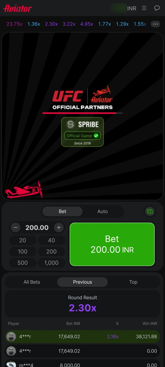 Countdown for the upcoming round in Indibet Aviator mobile app gameplay.